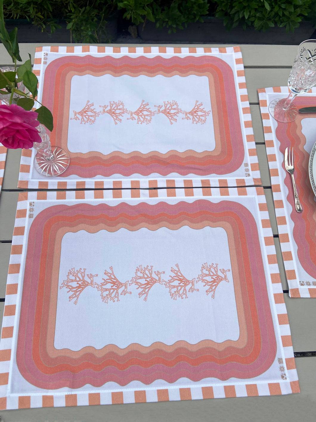 Carrageen Sea Set of 2 Placemats in Peach