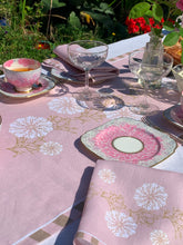 Load image into Gallery viewer, Carrageen Dream Table Runner in Pale Pink on 100% Irish Linen. 140cm x 40cm. Designbybell.ie
