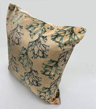 Load image into Gallery viewer, Carrageen Dream Cushion in Seagreen on Shimmer Velvet and Oyster by Karen Bell Designbybell
