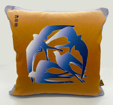 Load image into Gallery viewer, Swallows Wheel in Blue &amp; Burnt Orange Ombré  on Linen Cotton
