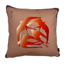 Load image into Gallery viewer, Swallows Wheel in Coral &amp; Dusky Pink on Linen Cotton
