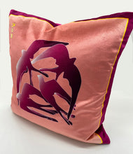 Load image into Gallery viewer, Swallows Wheel In Magenta &amp; Peach Ombré on Shimmer Velvet
