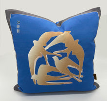 Load image into Gallery viewer, Swallows Wheel in Cerulean Blue &amp; Sand on Linen Cotton
